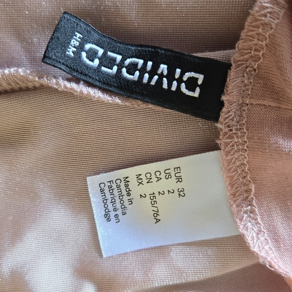 H&M Pink Mini Dress Sz 2 Crushed Velvet V-neck with Adjustable Straps Sexy Party - Picture 5 of 6